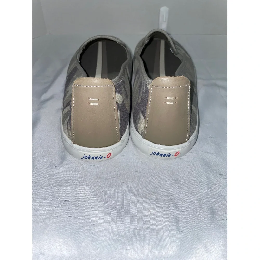 Johnnie-O Mens Camo Canvas Slip On Sneakers Grey Olive Camouflage Loafers
